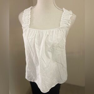 Francesca's White Ruffled Sleeveless Tank Top